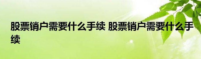 证券销户要带什么(证券销户要带什么资料去)
